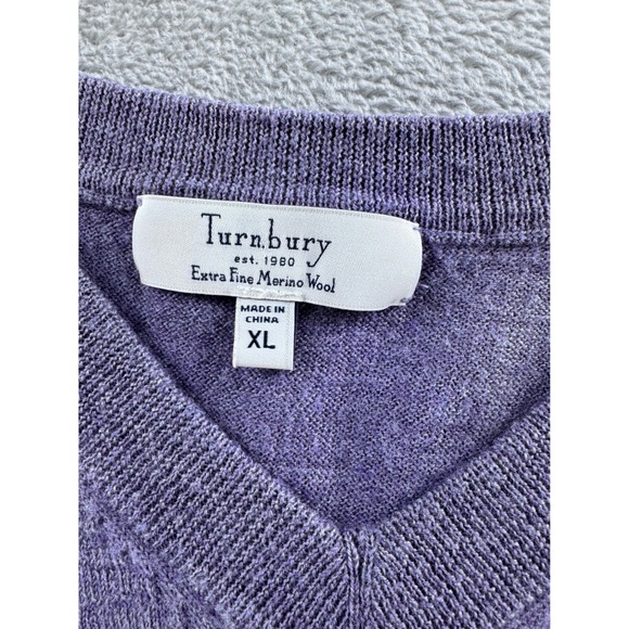 Turnbury Extra Fine Merino Wool Sweater Vest Purple Men's XL Preppy Classic Fit - Picture 2 of 8